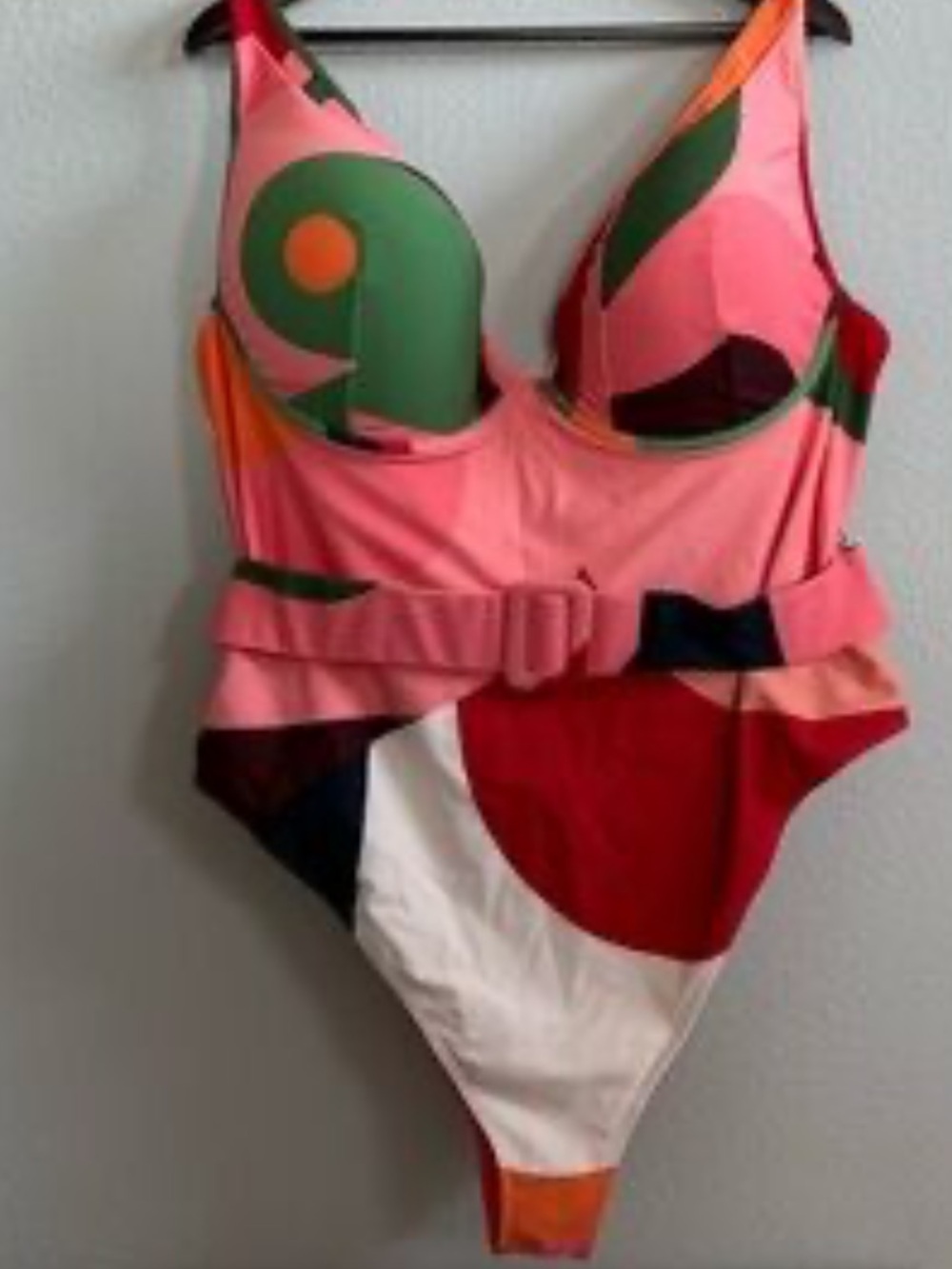HUTCH x Anthropologie Colorblock One-Piece Swimsuit in Pink, Green, Red